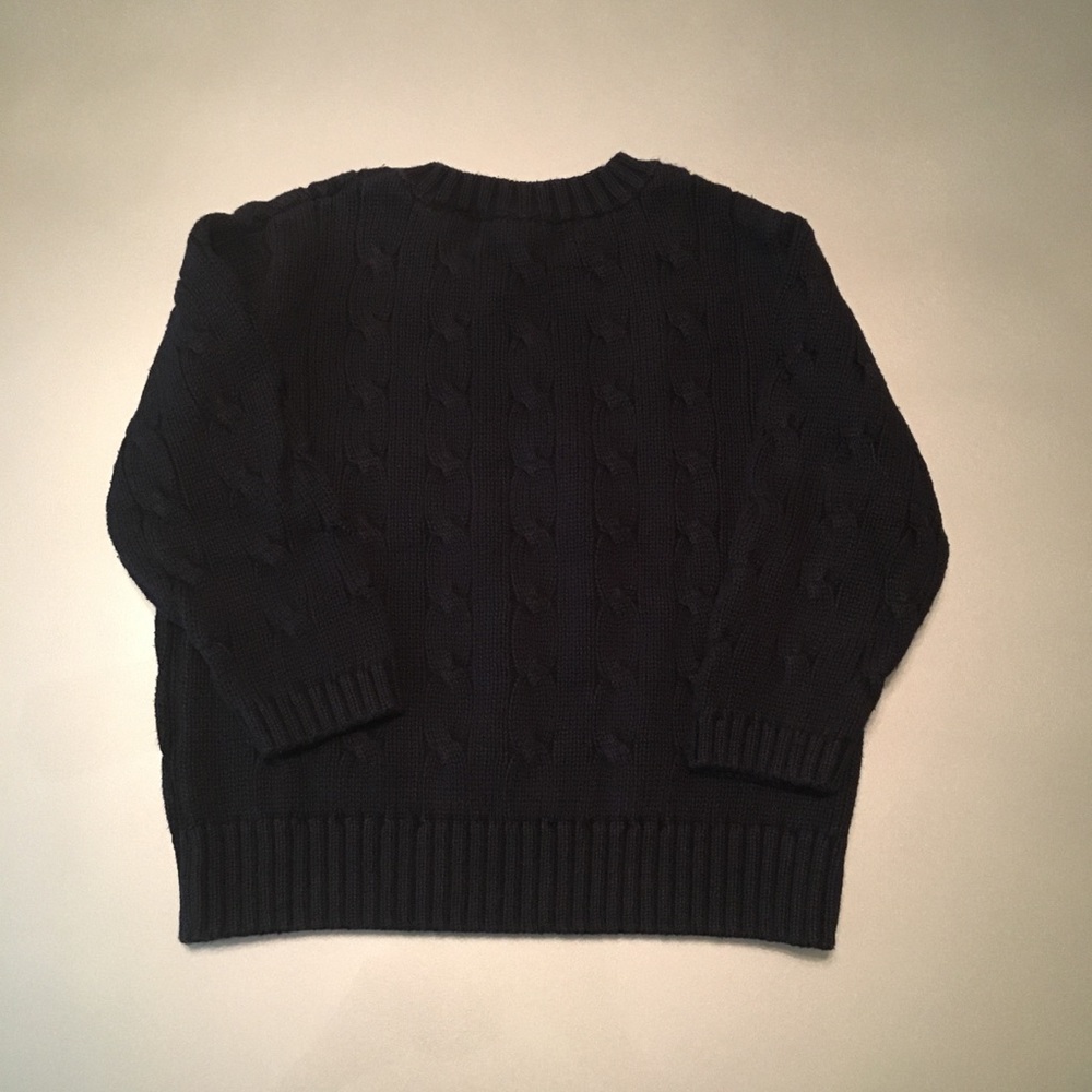 Lord & Taylor LS Navy Cable-Knit Pullover Sweater